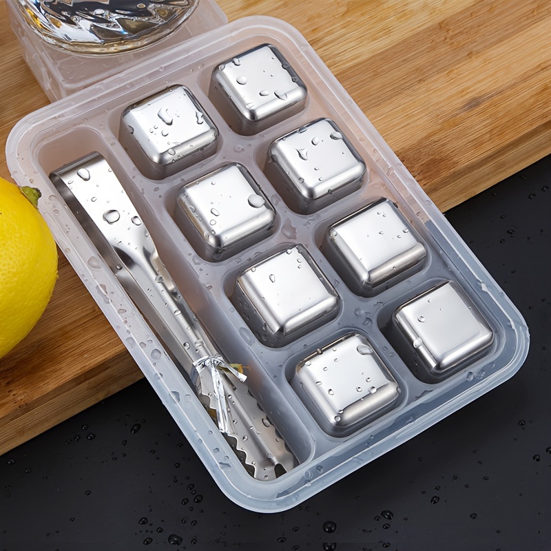 Whiskey Stone Set - Whiskey-Kühlsteine, wiederverwendbarer Eiswürfel aus Edelstahl zum