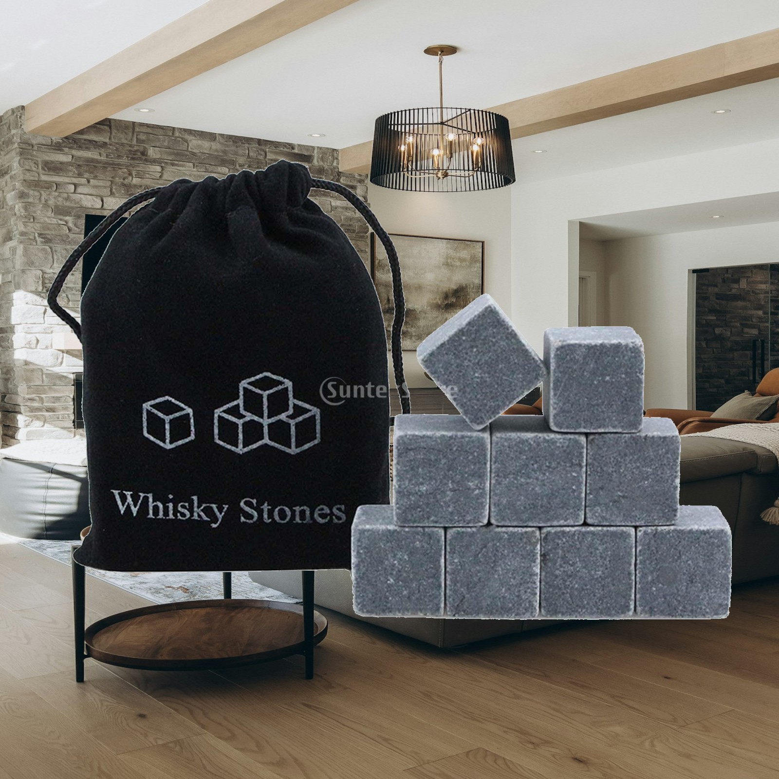 Whiskey Stone Set - 9-teiliges Whiskey-Steine-Set, wiederverwendbar, als Geschenk für