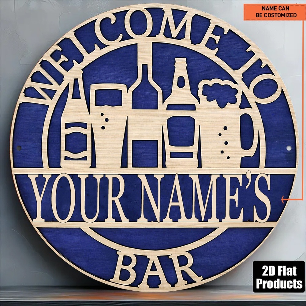 Wine With Beer Name - [2D Flach] 1 Stück Personalisiertes Holzschild