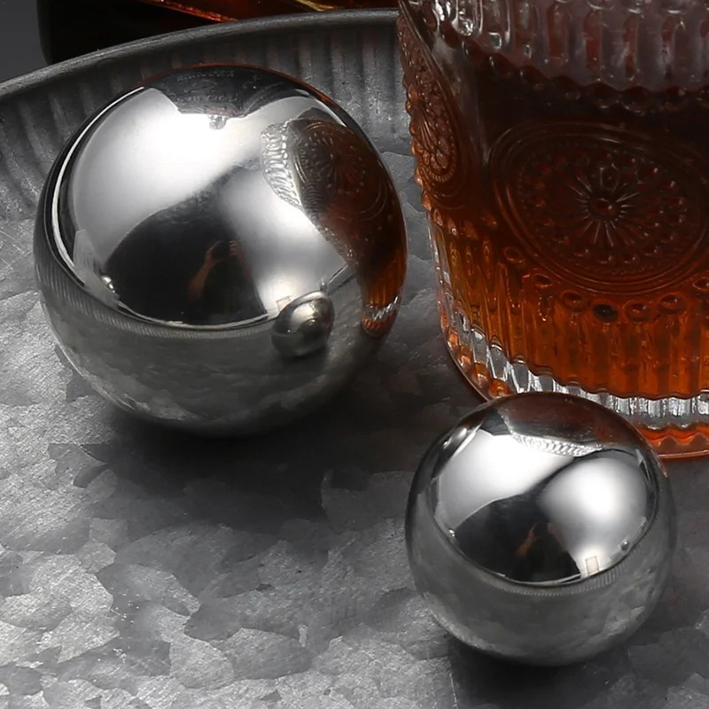 Whiskey Stone Set - 1 Stück Wiederverwendbare Edelstahl-Eiswürfel Runde Whisky-Steine