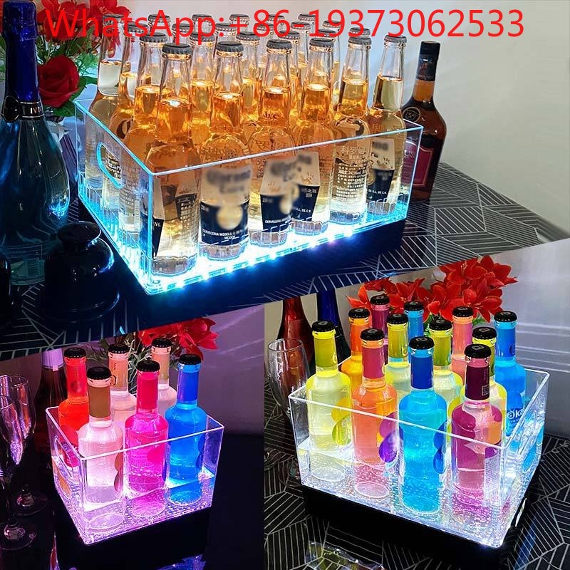 Wine Beer Champagne - Quadratischer Leuchtender Eiskübel Bar-Weinkühler LED-Aufladung Große