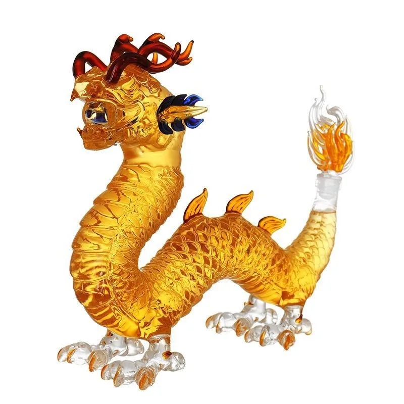 Wine Beer And Spirits - Drachenförmiger chinesischer Sternzeichen-Whisky-Dekanter, Glas-Alkoholflasche für Likör,