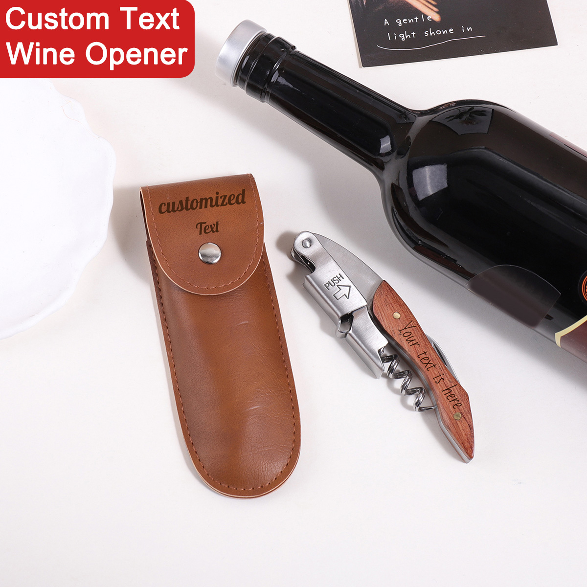 Wine With Beer Name - Holzgriff Weinöffner mit individuellem Text, personalisierter