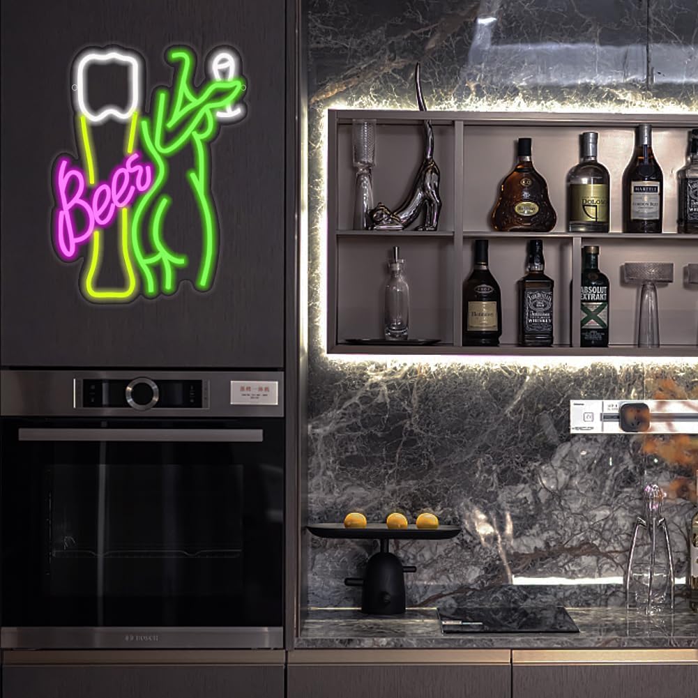 Bier-Neonschild, Frauenkörper- – Wine In Beer Store Bewertung und Preis